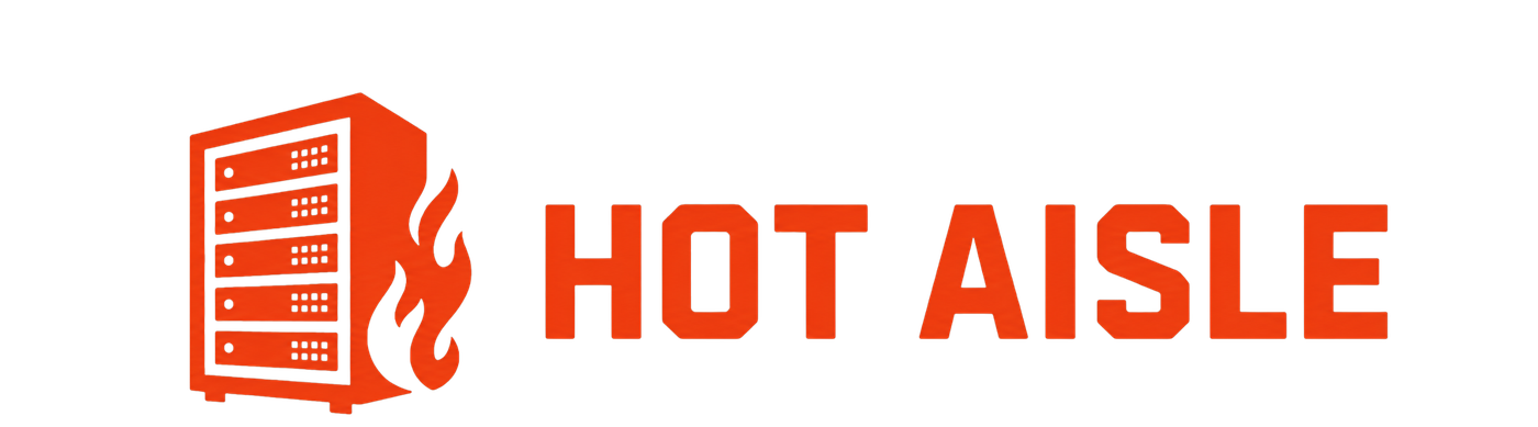 Hot Aisle — burning server rack banner